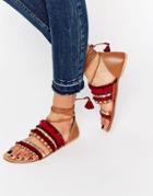 Asos Funfair Tie Leg Flat Sandals - Tan