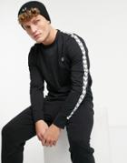 Fred Perry Taped Long Sleeve Top In Black