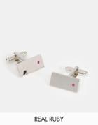 Asos Silver Cufflinks With Real Ruby - Silver