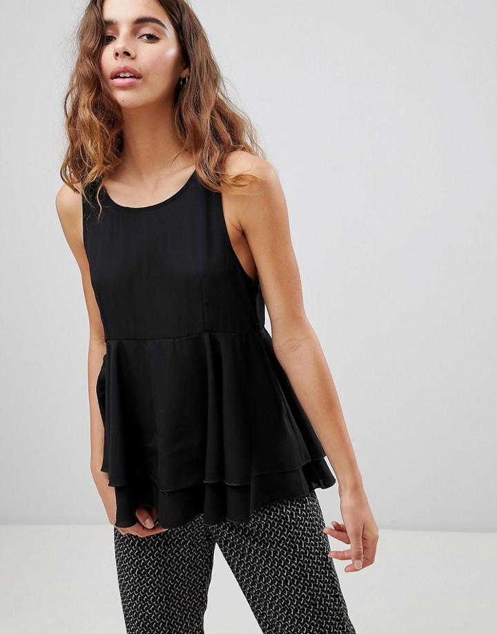 Brave Soul Alex Tank With Frill Detail - Black