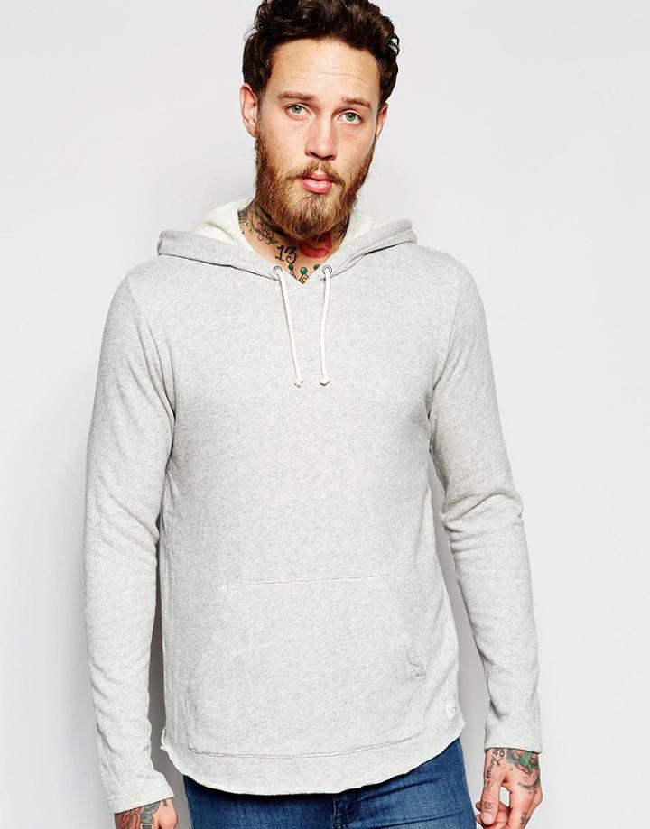 Edwin Hoodie Sweatshirt Raw Edge Cotton Terry In Gray Marl - Gray Marl