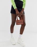 Asos Design Micro Grab Bag With Curved Flap And Detachable Strap-tan