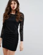 Vila Laser Cut Mini Dress - Black