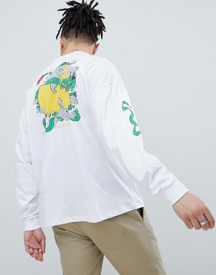 Asos Design Wu Tang Clan Oversized Long Sleeve T-shirt - White