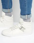 Asos Hi-top Sneakers In White With Strap - White