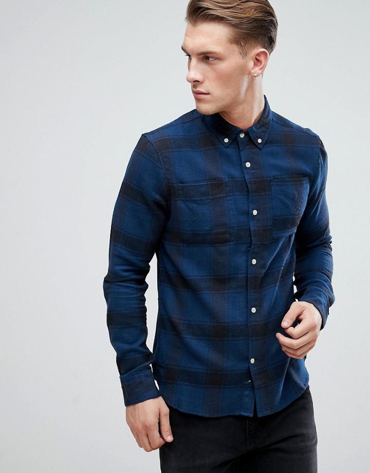 D-struct Flannel Check Shirt - Navy