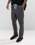 Asos Drop Crotch Joggers With Elasticated Waist In Washed Black - Blac