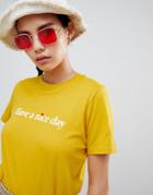 New Look Have A Nice Day Slogan Tee - Yellow