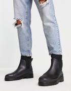 Asos Design Chelsea Wellington Boots With Scuba Detail In Black