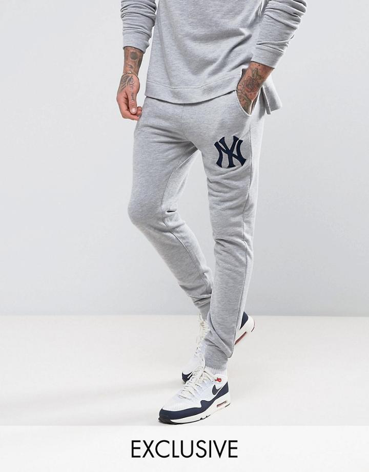 Majestic Yankees Skinny Joggers Exclusive To Asos - Gray