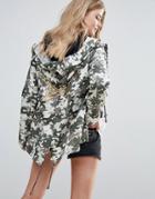 Brave Soul Camo Trench - Green