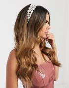 Asos Design Headband With Pearl Embellishment In Gold Tone