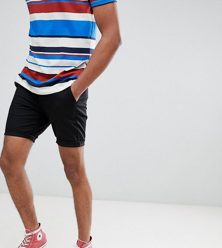 Asos Design Tall Super Skinny Chino Shorts In Black - Black