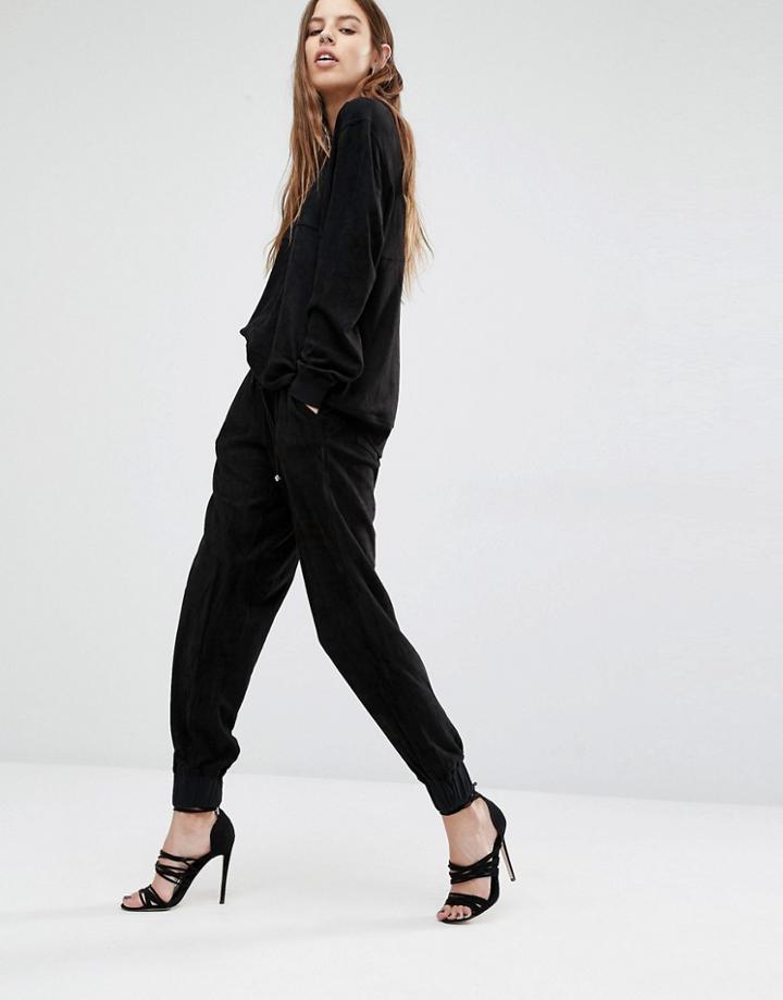 Religion Luxury Suedette Sweat Pants - Black