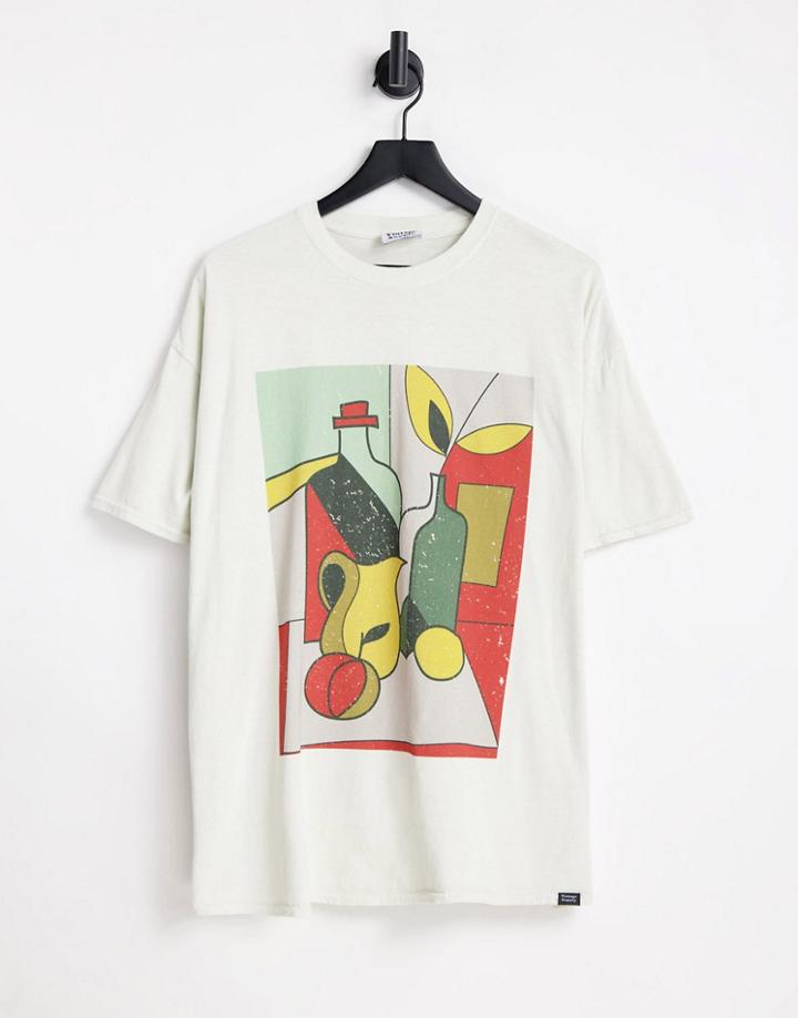 Vintage Supply T-shirt In White With Abstract Bottle Print