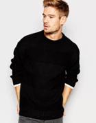Another Influence Intarsia Stripe Sweater - Black