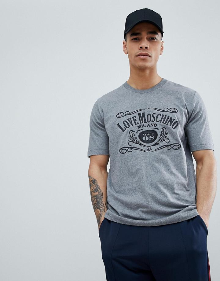 Love Moschino Rubber Logo T-shirt - Gray