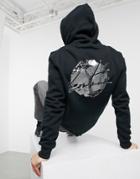 The Couture Club Slim Fit Distressed Back Print Hoodie In Black