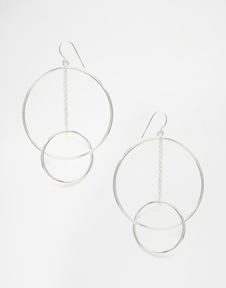 Asos Open Circle Drop Earrings - Silver
