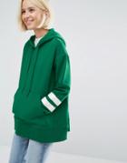 Weekday Hoodie With Stripe Sleeve - Green