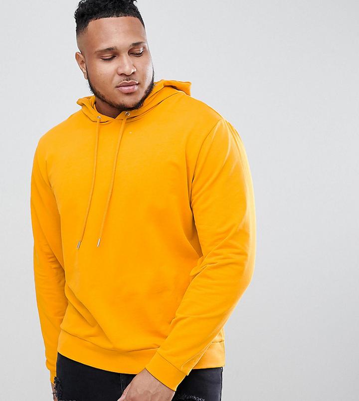 Asos Design Plus Hoodie In Yellow With Stretch - Yellow