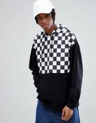 Asos Oversized Hoodie With Poly Tricot Checkerboard Print - Black