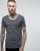 Asos Muscle Fit T-shirt With Scoop Neck - Gray