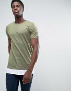 Esprit Longline T-shirt With Drop Hem Detail - Green