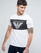 Armani Jeans Eagle Block Logo T-shirt Regular Fit In White - White