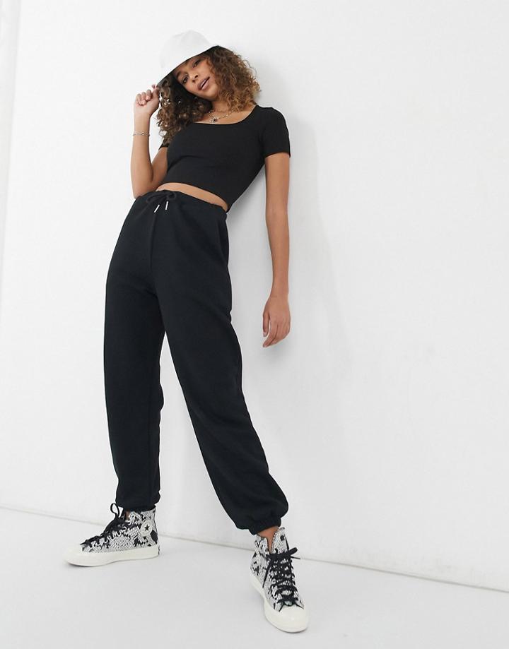 Monki Cora Organic Blend Cotton Top With Square Neck In Black