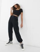 Monki Cora Organic Blend Cotton Top With Square Neck In Black