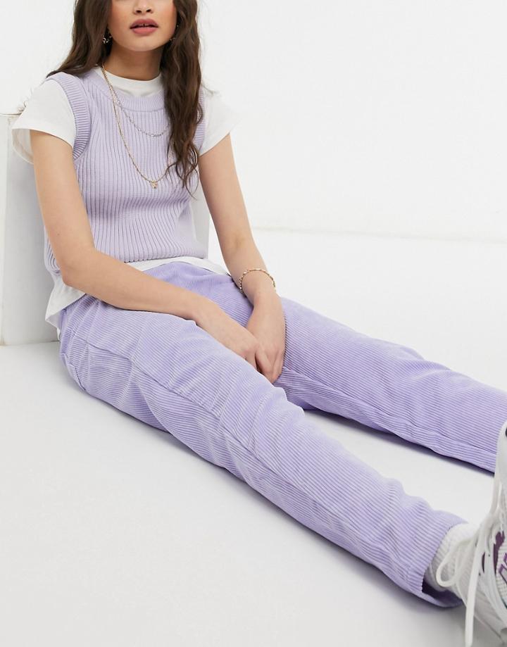Daisy Street Mom Jeans In Corduroy-purple