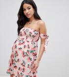 Asos Design Maternity Exclusive Rose Shirred Sundress-multi