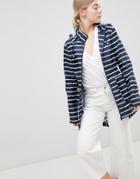 Brave Soul Rave Rain Trench In Stripe - Red