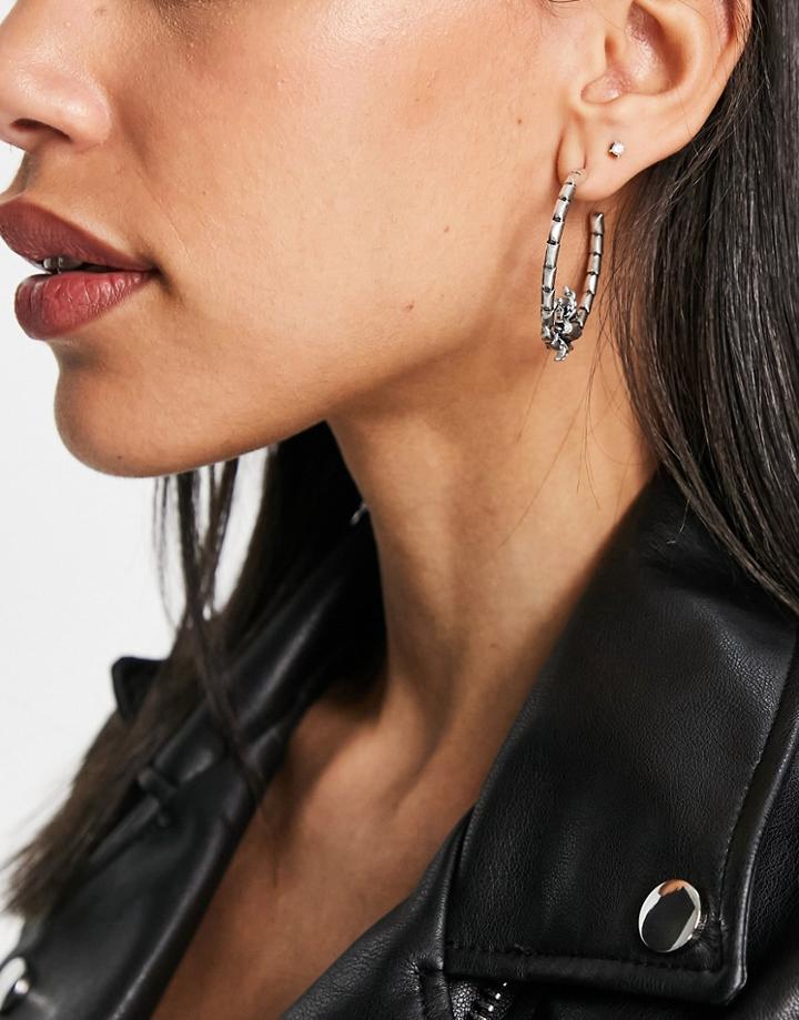 Topshop Scorpion Hoop Earrings In Silver