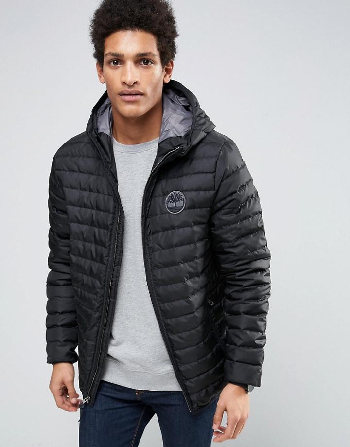 Timberland Lightweight Hooded Down Jacket In Black - Black
