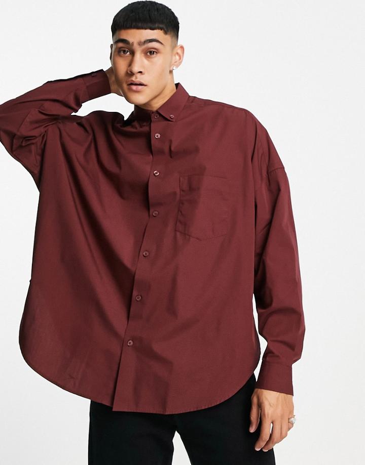 Asos Design Extreme Oversized Dad Shirt In Brown