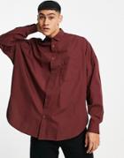 Asos Design Extreme Oversized Dad Shirt In Brown