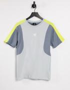 New Balance Color Block T-shirt In Gray/yellow-grey