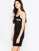 See By Chloe Anchor Pocket T-shirt Dress With Contract Trim - Black And Whilte