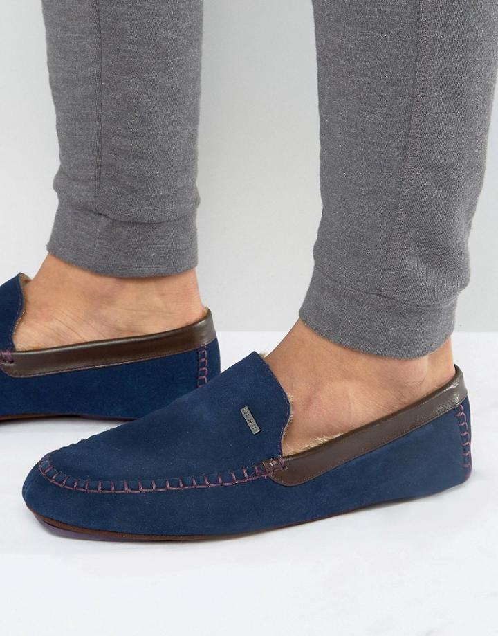 Ted Baker Moriss Suede Slippers - Navy
