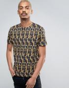 Love Moschino All Over Gold Printed T-shirt - Black