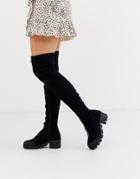 Asos Design Kinetic Chunky Front Zip Thigh High Boots