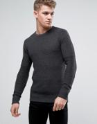 Brave Soul Mens Crew Neck Sweater With Cardigan Knit - Gray