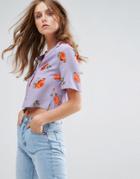 Nobody's Child Crop Shirt In Vintage Floral - Purple