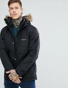 Didriksons 1913 Marc Parka In Black With Faux Fur Collar In Black - Black