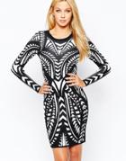 Fleur East By Lipsy Knitted Body-conscious Dress In Print