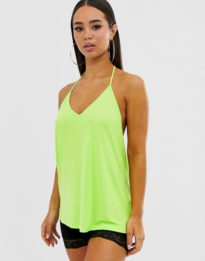 Asos Design Cami With Dropped Arm Hole In Green