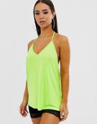 Asos Design Cami With Dropped Arm Hole In Green