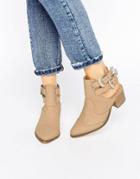 Asos Riva Leather Western Boots - Beige